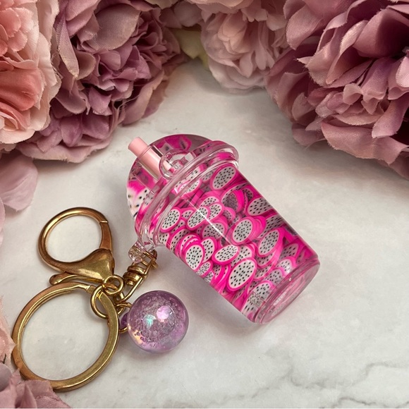 Boho Chic Dragon Fruit Infused Water Drink Keychain Charm - Picture 3 of 17